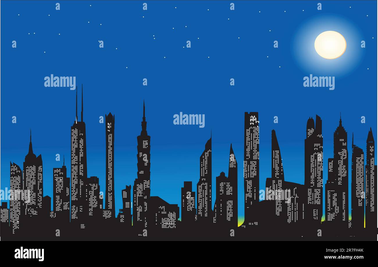 Modern city at night Illustration de Vecteur