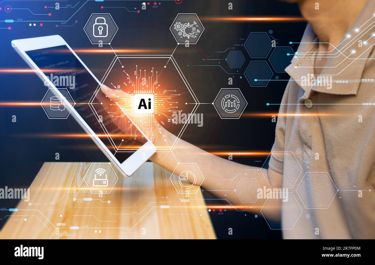 Concepts, développement de l'intelligence artificielle et auto-apprentissage de l'intelligence artificielle. Banque D'Images