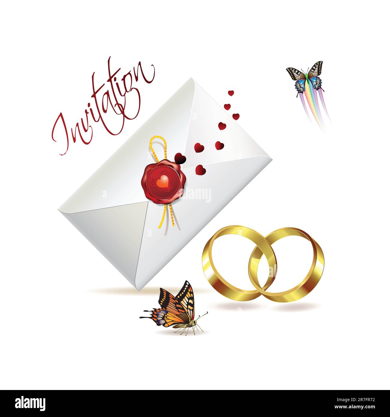 Carte de mariage avec papillons Illustration de Vecteur