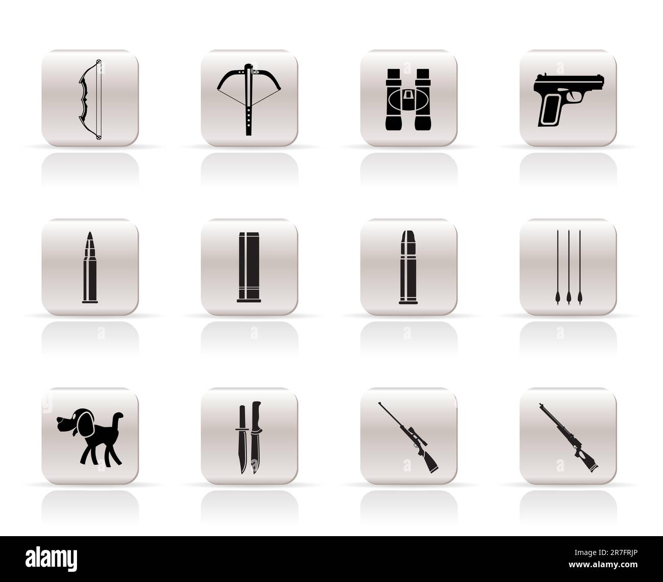 Icônes de chasse et d'armes - ensemble d'icônes vectorielles Illustration de Vecteur