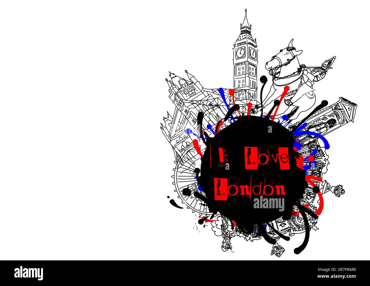 J'adore London Grunge Illustration Illustration de Vecteur