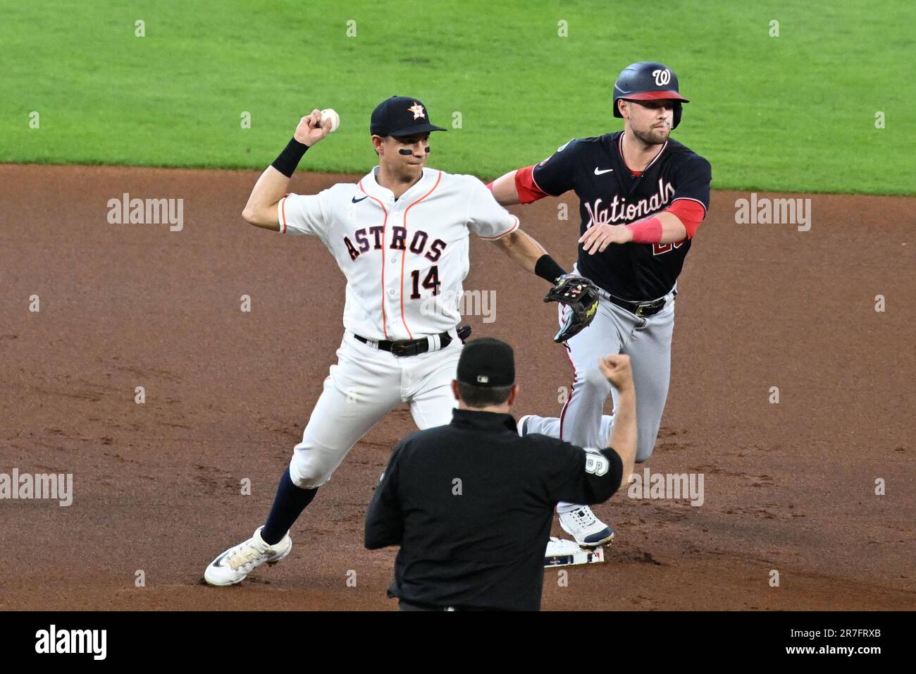 Houston Astros second baseman Mauricio Dubon (14) prepares for the game  against the Colorado Rockies. The Astros defeated the Rockies 4-1,  Wednesday, July 19, 2023, in Denver. (Margaret Bowles via AP Images Stock  Photo - Alamy