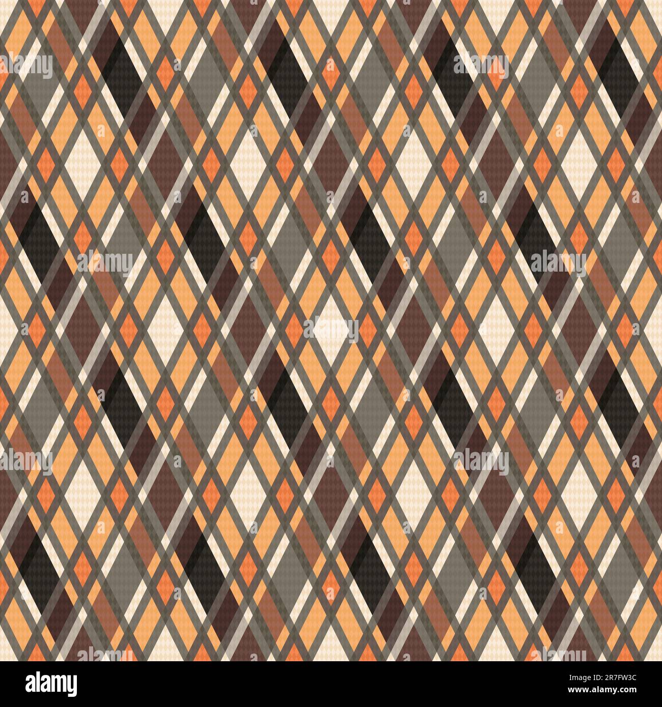 Motif diagonal sans couture principalement dans les teintes orange et marron, vectoriel comme texture de tissu Banque D'Images