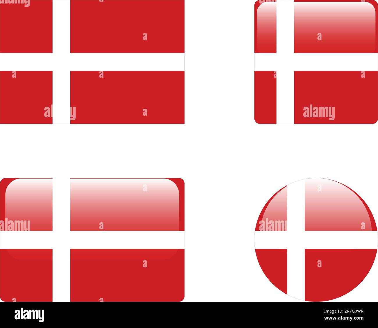 collection drapeau et boutons danemark - vector Illustration de Vecteur