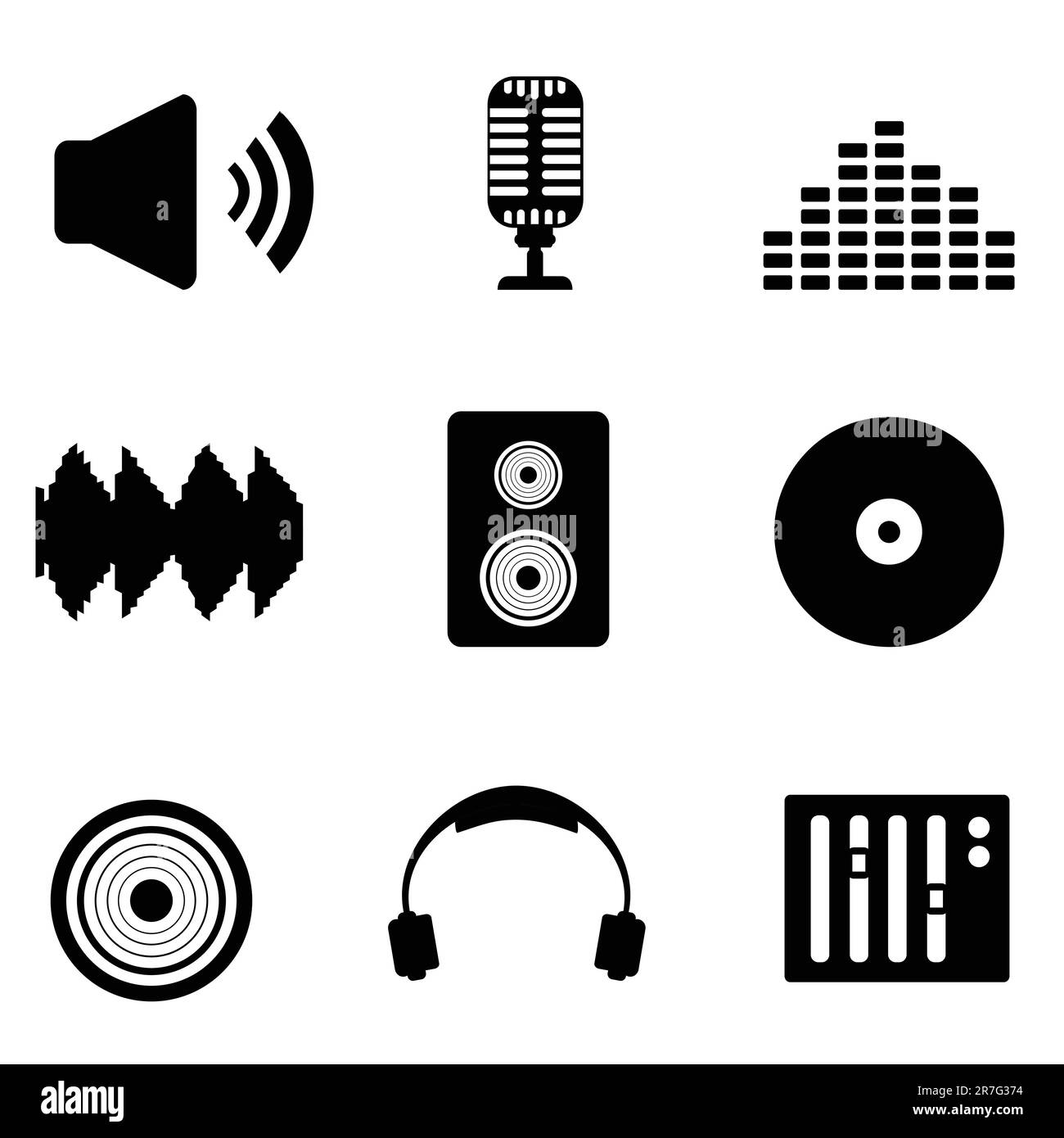 Jeu d'icônes audio, musique et son Illustration de Vecteur