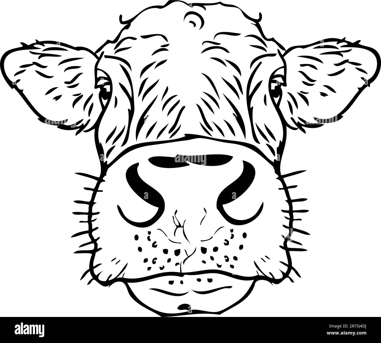 Icône tatouage visage de vache Illustration de Vecteur