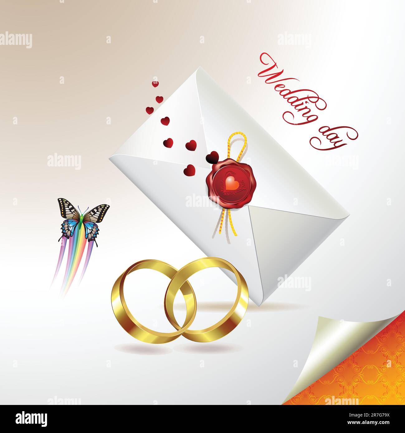 Carte de mariage avec papillons Illustration de Vecteur