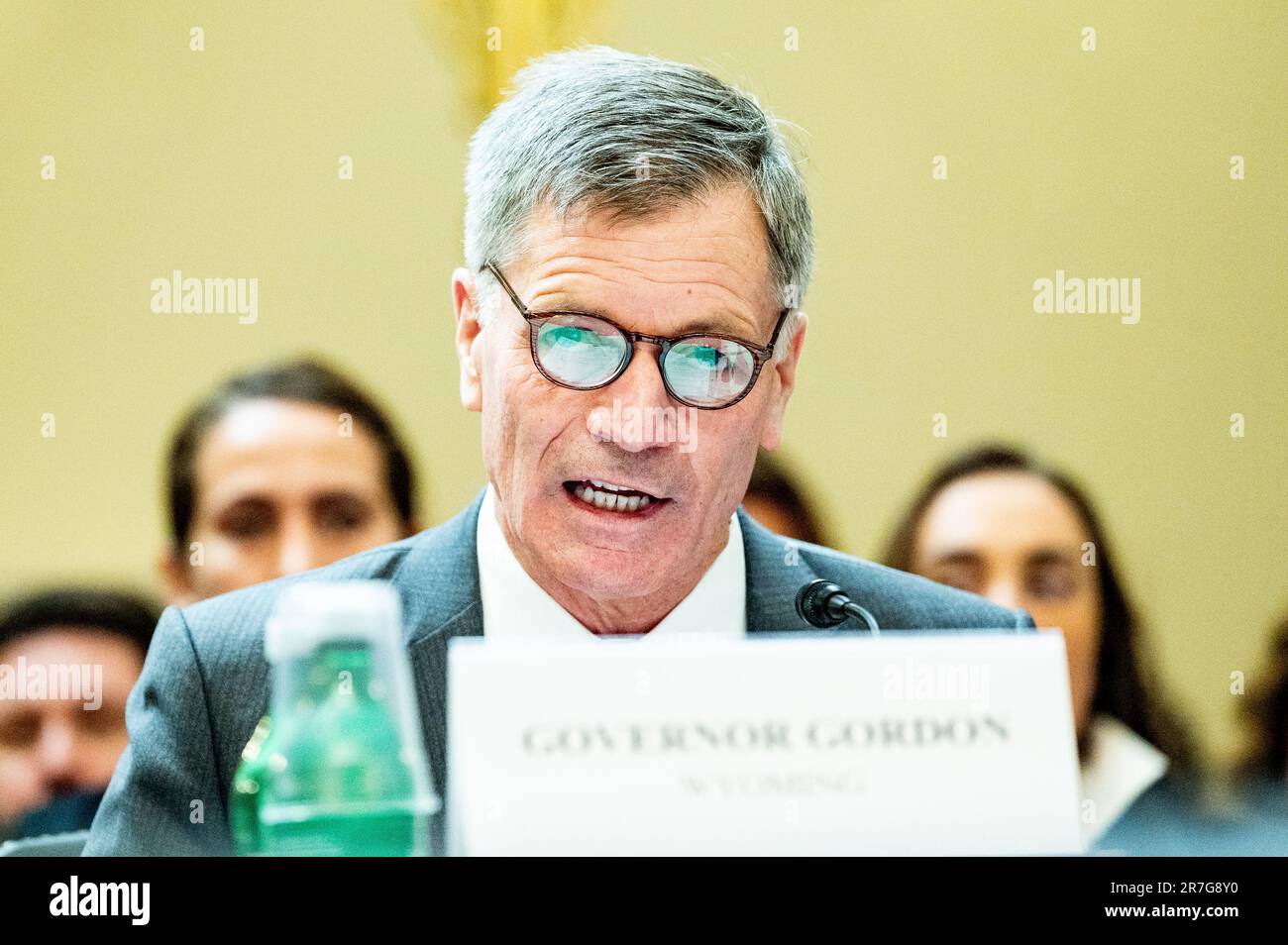 Washington, États-Unis. 15th juin 2023. Mark Gordon, gouverneur du Wyoming, prenant la parole à l'audience du Comité des ressources naturelles de la Chambre au Capitole des États-Unis. Crédit : SOPA Images Limited/Alamy Live News Banque D'Images