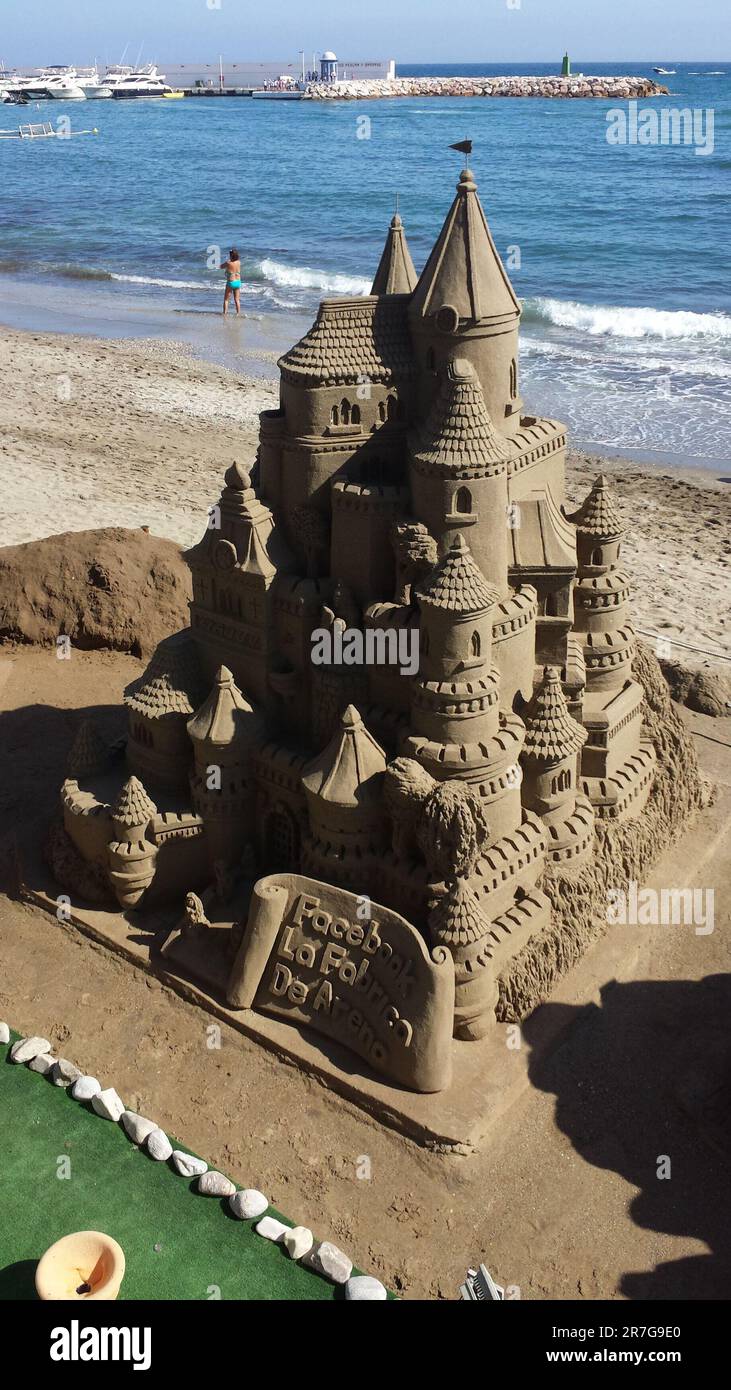 Benalmadena, Espagne - 22 août 2015 ; sculpture de sable à Benalmadena Banque D'Images