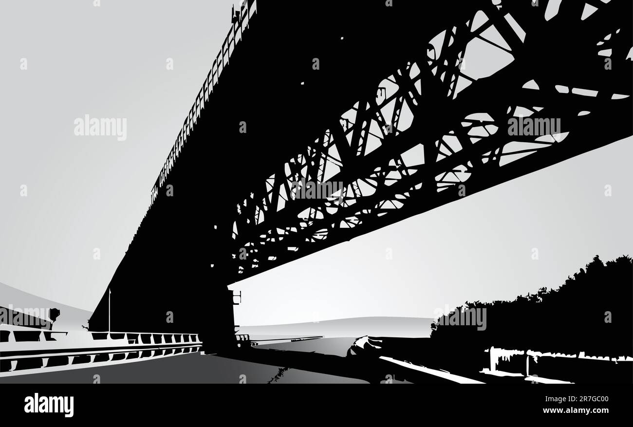 Sous le pont Illustration de Vecteur