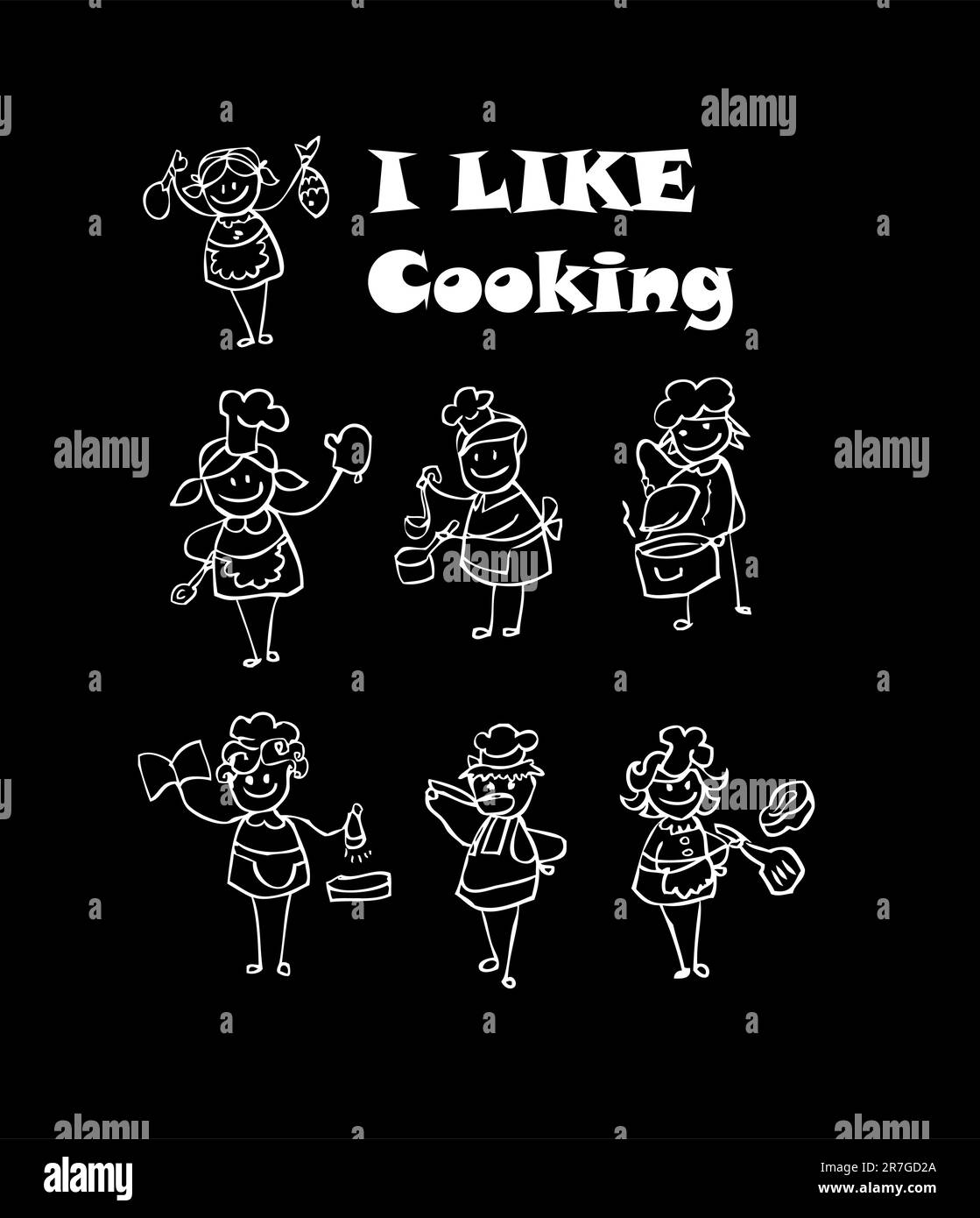ensemble de symboles de cuisine, cuisine et cuisinier pour enfants Illustration de Vecteur