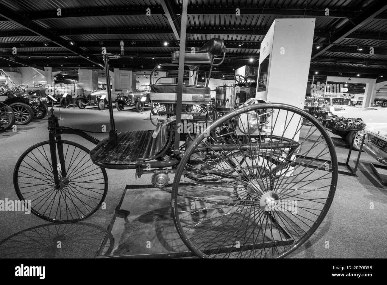 Sparkford.Somerset.United Kingdom.26 mars 2023.A Benz Patent Motorwagen pensé pour être la première automobile au monde est en démonstration au Haynes Motor Mu Banque D'Images