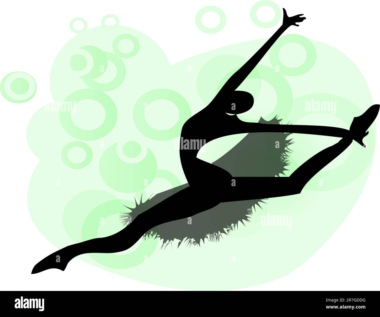 Jeune femme de ballet, belle danseuse en silhouette de saut Illustration de Vecteur