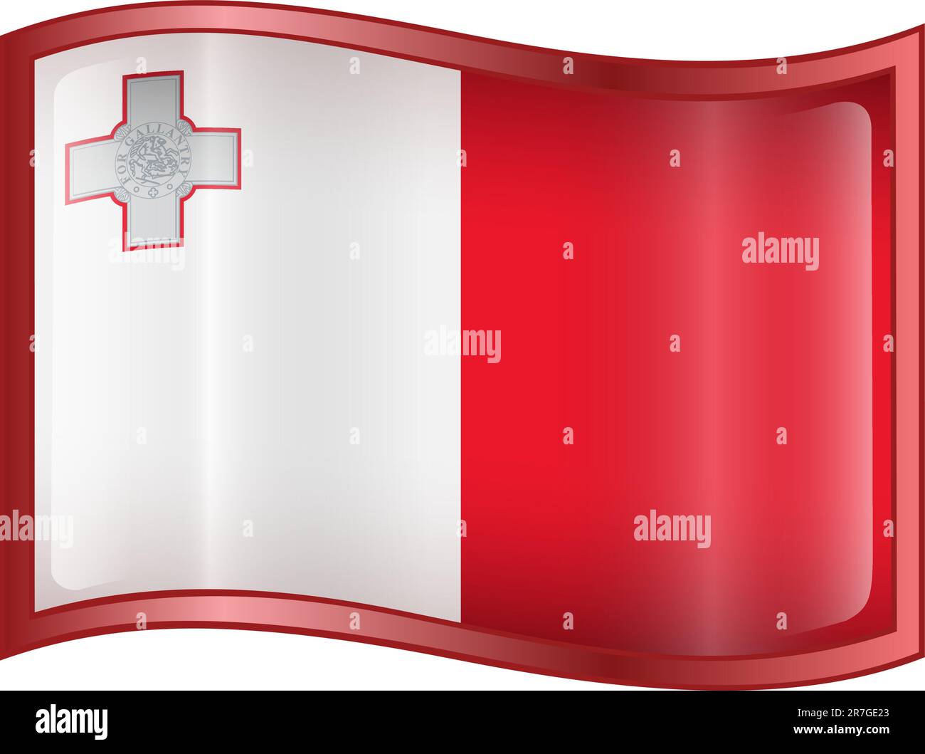 Icône drapeau maltais, isolée sur fond blanc Illustration de Vecteur