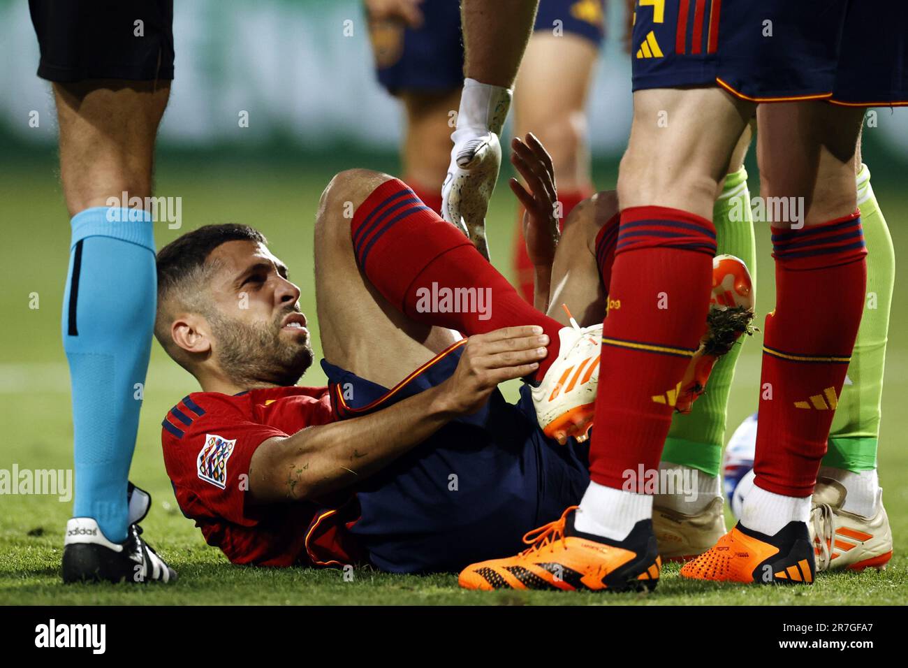 ENSCHEDE - Jordi Alba d'Espagne pendant le match de demi-finale de la Ligue des Nations de l'UEFA entre l'Espagne et l'Italie au Stadion de Grolsch Veste sur 15 juin 2023 à Enschede, pays-Bas. ANP MAURICE VAN STEEN pays-bas hors - belgique hors Banque D'Images