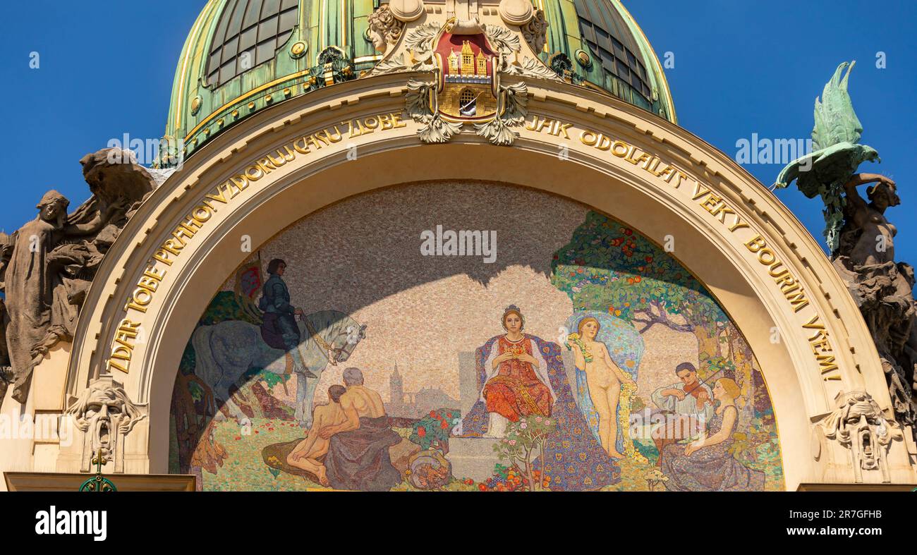 PRAGUE, RÉPUBLIQUE TCHÈQUE, EUROPE - Maison municipale, salle de concert Art Nouveau dans le quartier de Stare Mesto. Obecni Dum Banque D'Images