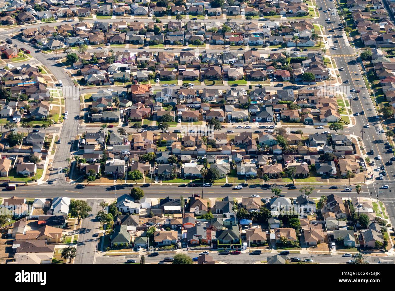 Inglewood, Californie, États-Unis - vue aérienne des quartiers résidentiels de la section Inglewood de Los Angeles en Californie du Sud Banque D'Images