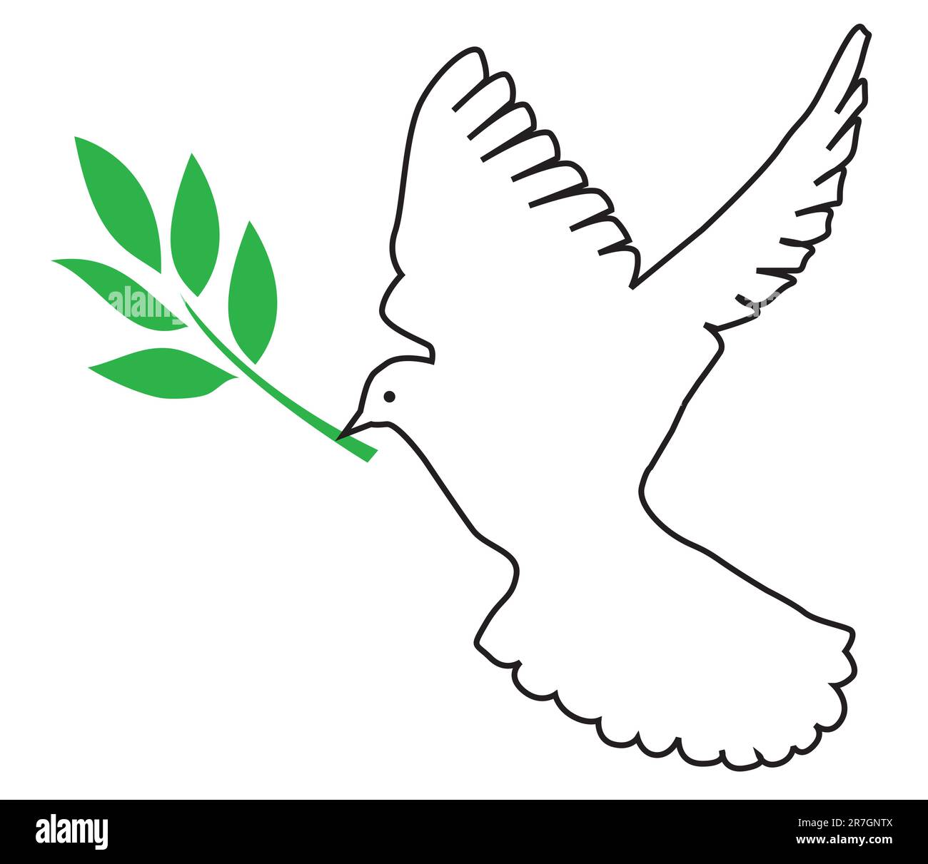 illustration vectorielle de la silhouette de colombe avec branche d'olive Illustration de Vecteur