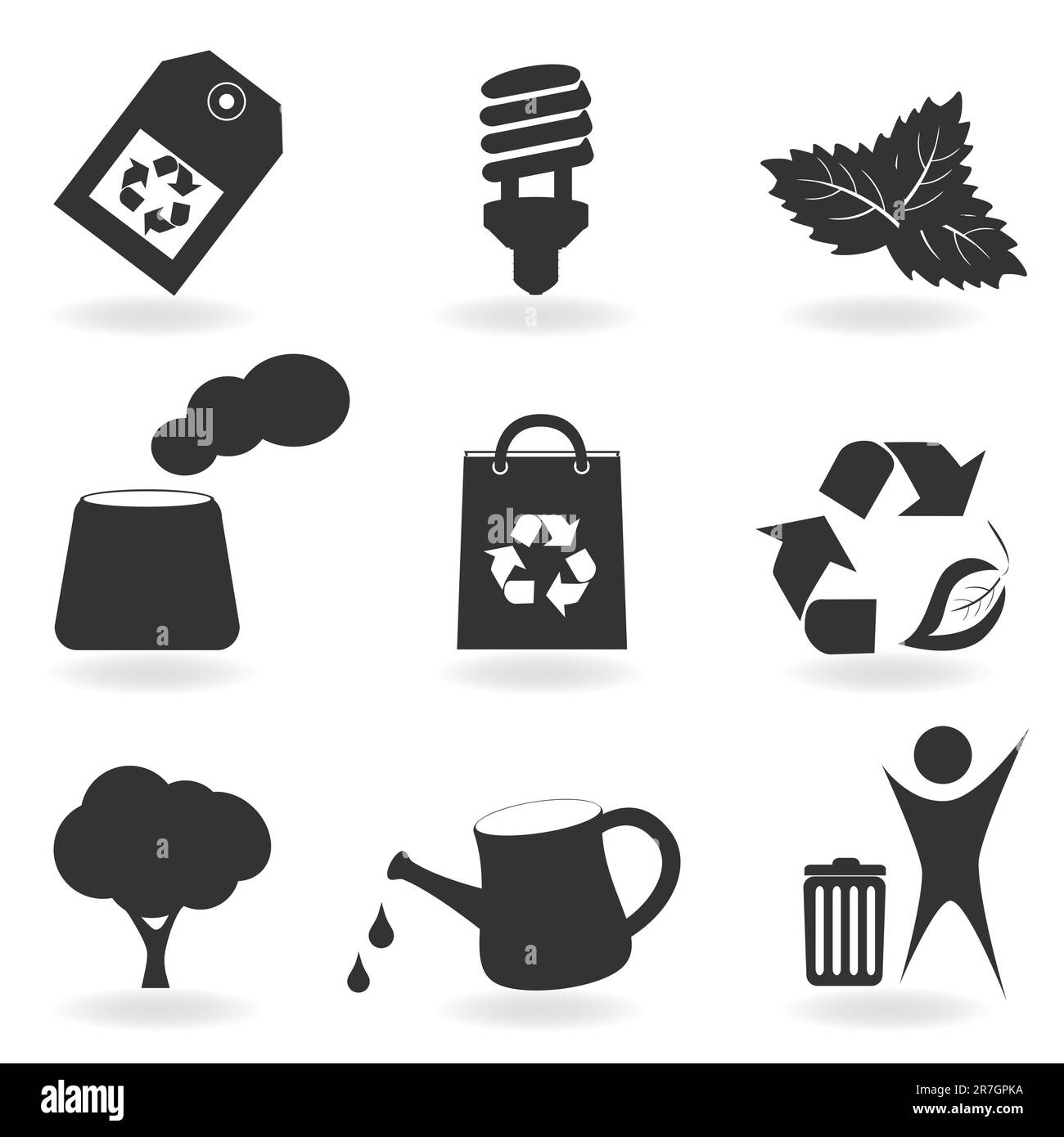 Environnement et recyclage des icônes associées Illustration de Vecteur