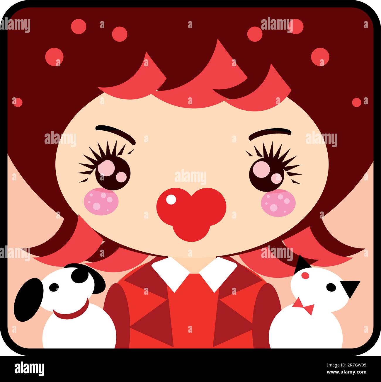 Adorable fille avec emblème de chien et de chat, icône. Animaux de compagnie et femme de la grande collection d'étiquettes pour enfants Illustration de Vecteur