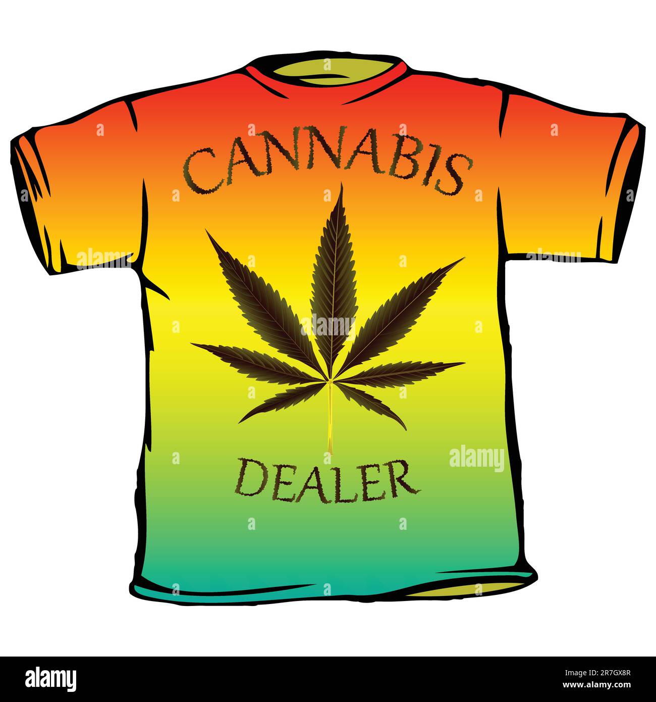 t-shirt de détaillant de cannabis sur fond blanc, illustration abstraite de l'art vectoriel Illustration de Vecteur