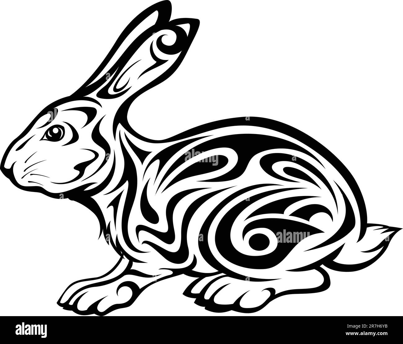 illustration du tatouage tribal de lapin Illustration de Vecteur