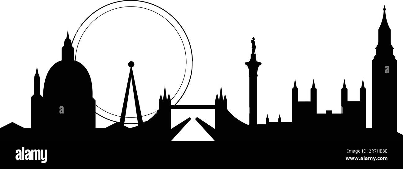 silhouette d'horizon des célèbres monuments de londres Illustration de Vecteur