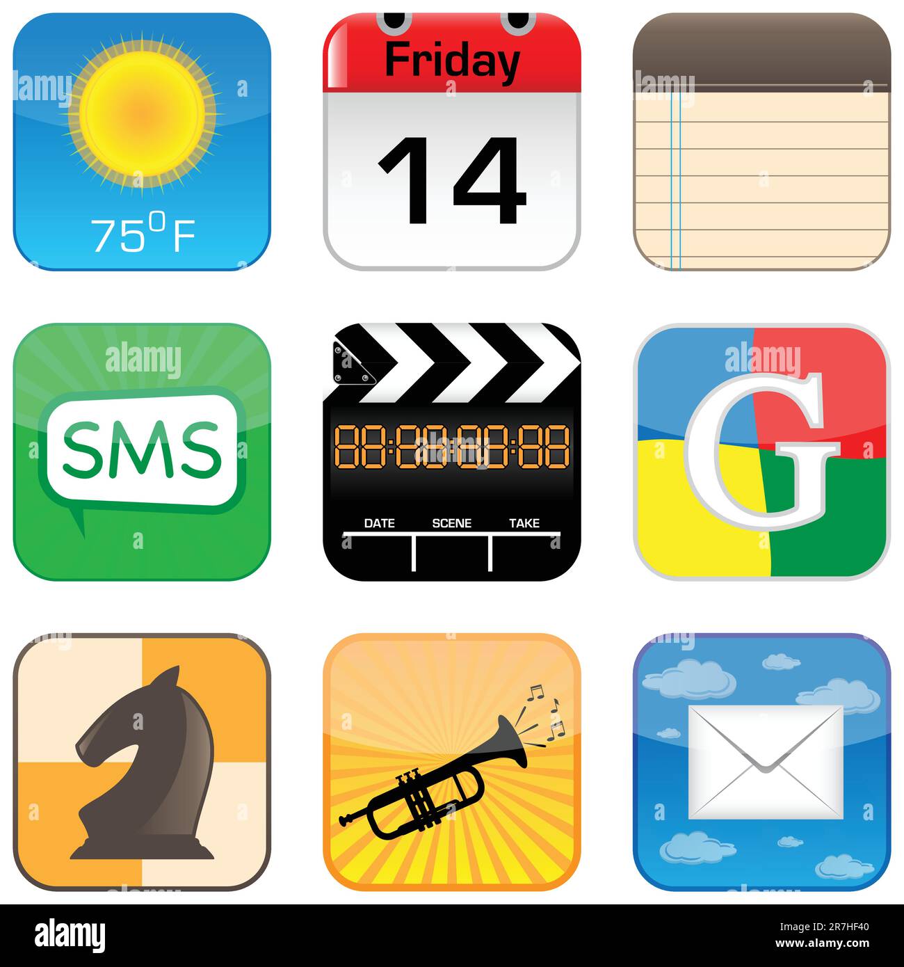 Ensemble d'icônes pour les téléphones mobiles et les applications Web Illustration de Vecteur