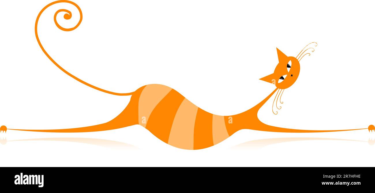 Chat à rayures orange élégant pour votre conception Illustration de Vecteur