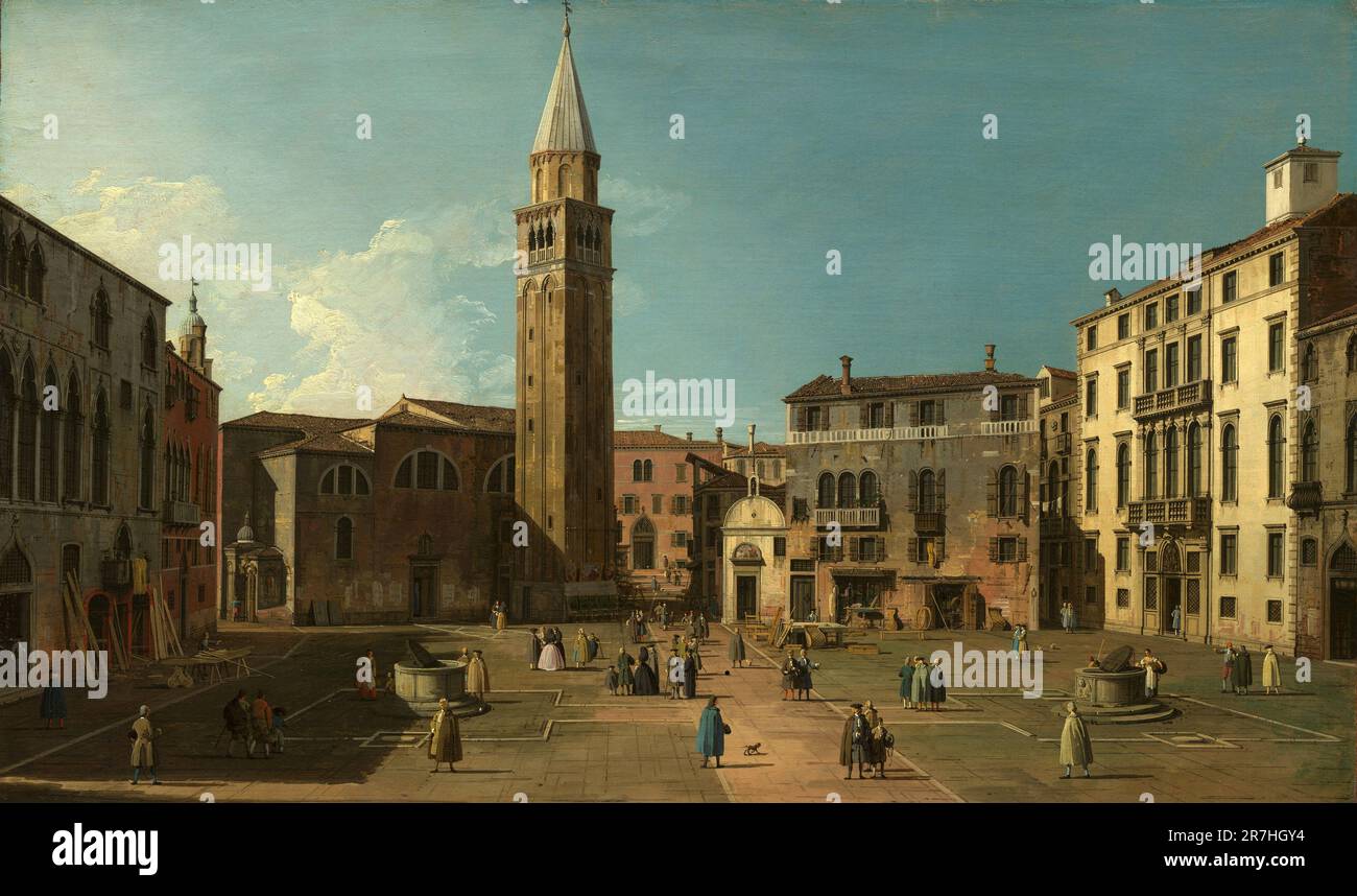 Campo Sant’Angelo, Venise peint par le peintre vénitien Giovanni Antonio Canal, communément connu sous le nom de Canaletto, en 1730s Banque D'Images