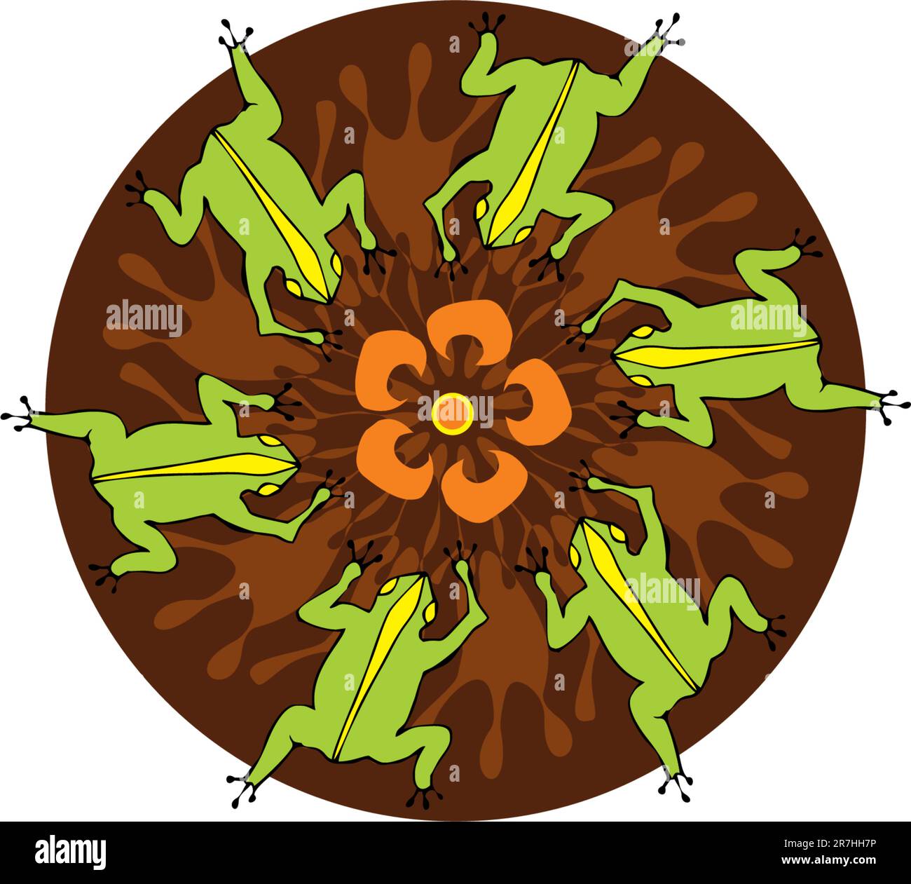 Les grenouilles vertes sont devenues un cercle sur une fleur Illustration de Vecteur