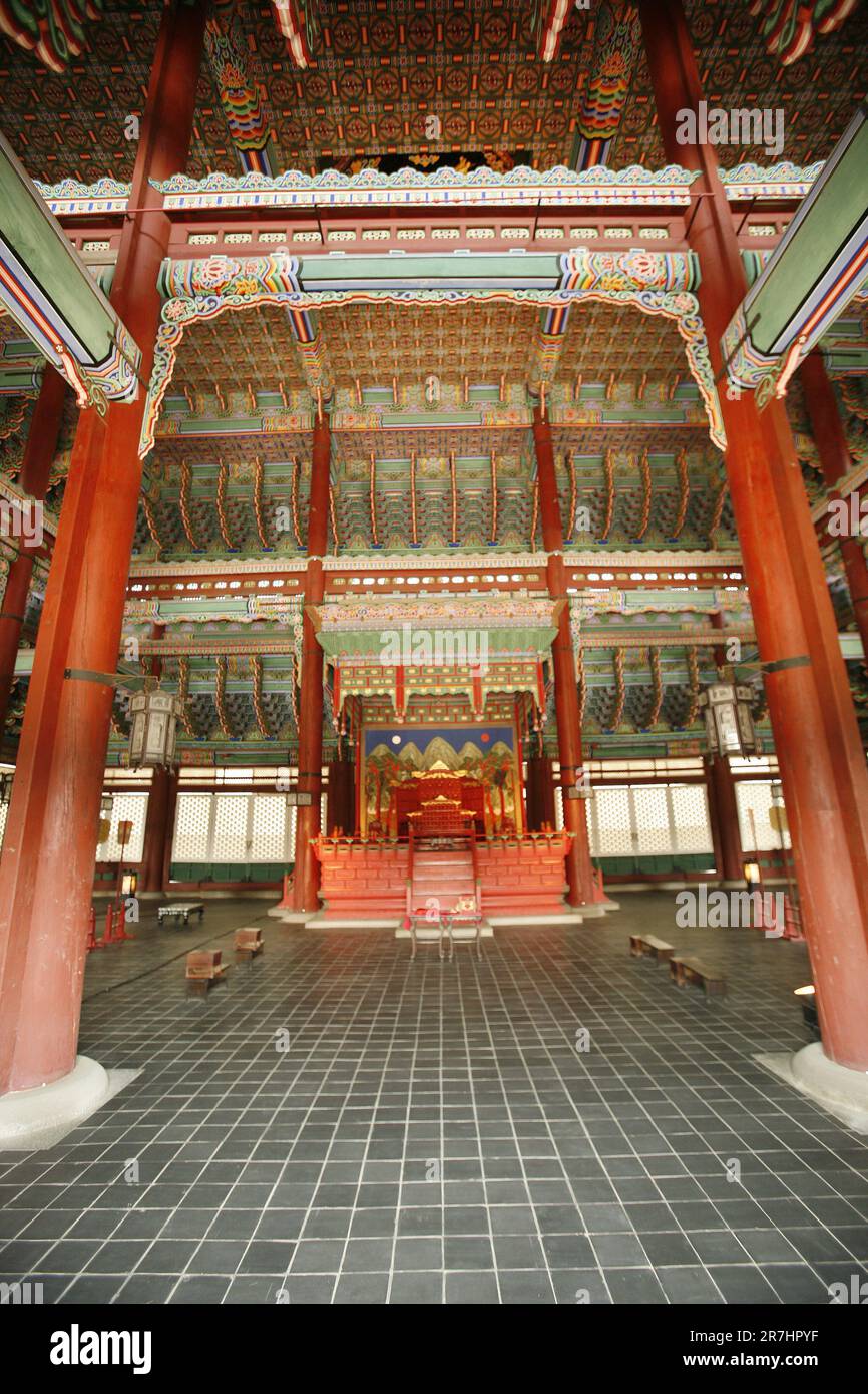 Salle de Geunjengjeon du Palais Gyeongbokgung, Séoul, Corée, Banque D'Images