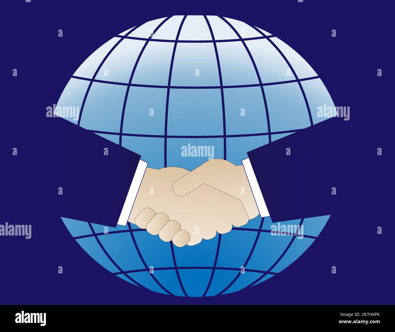 La planète Terre et les deux mains dans les affaires poignée de main Illustration de Vecteur
