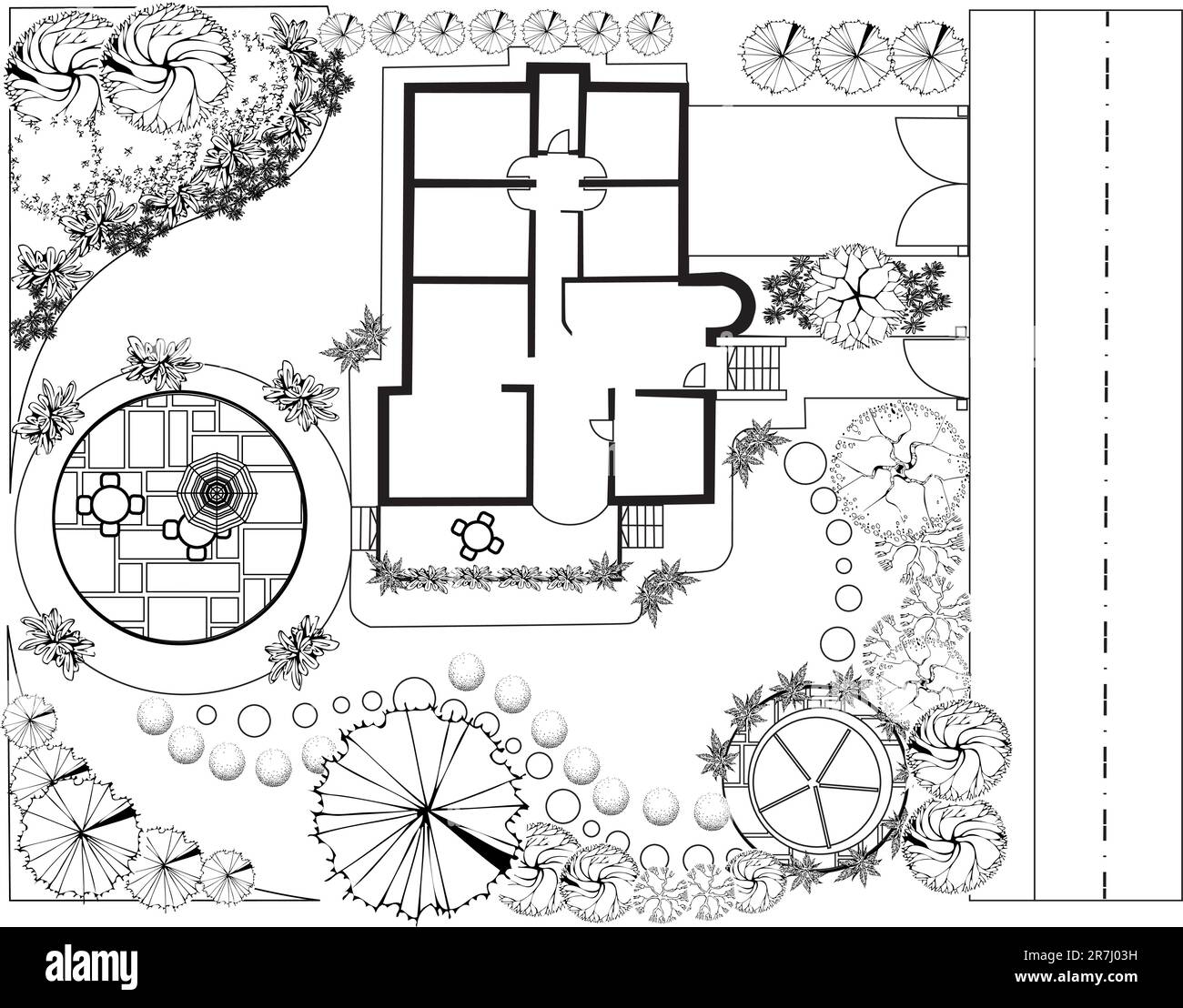 Plan de paysage et de jardin Illustration de Vecteur