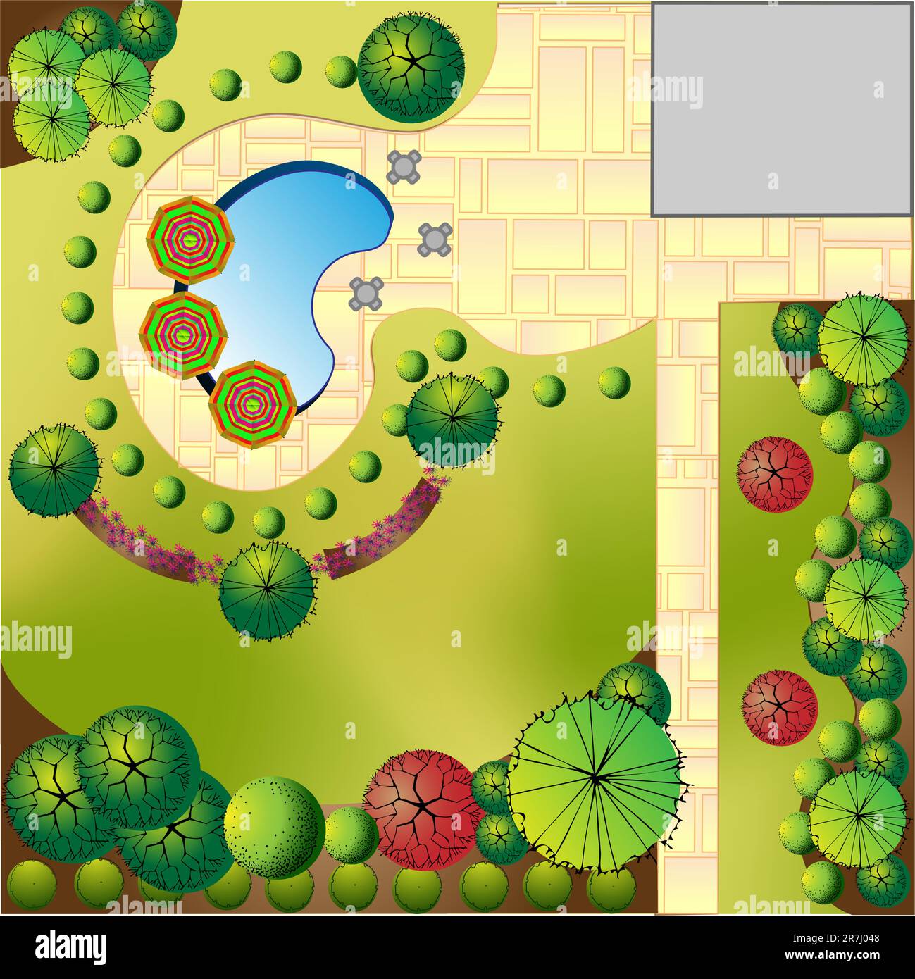 Plan de paysage et de jardin Illustration de Vecteur