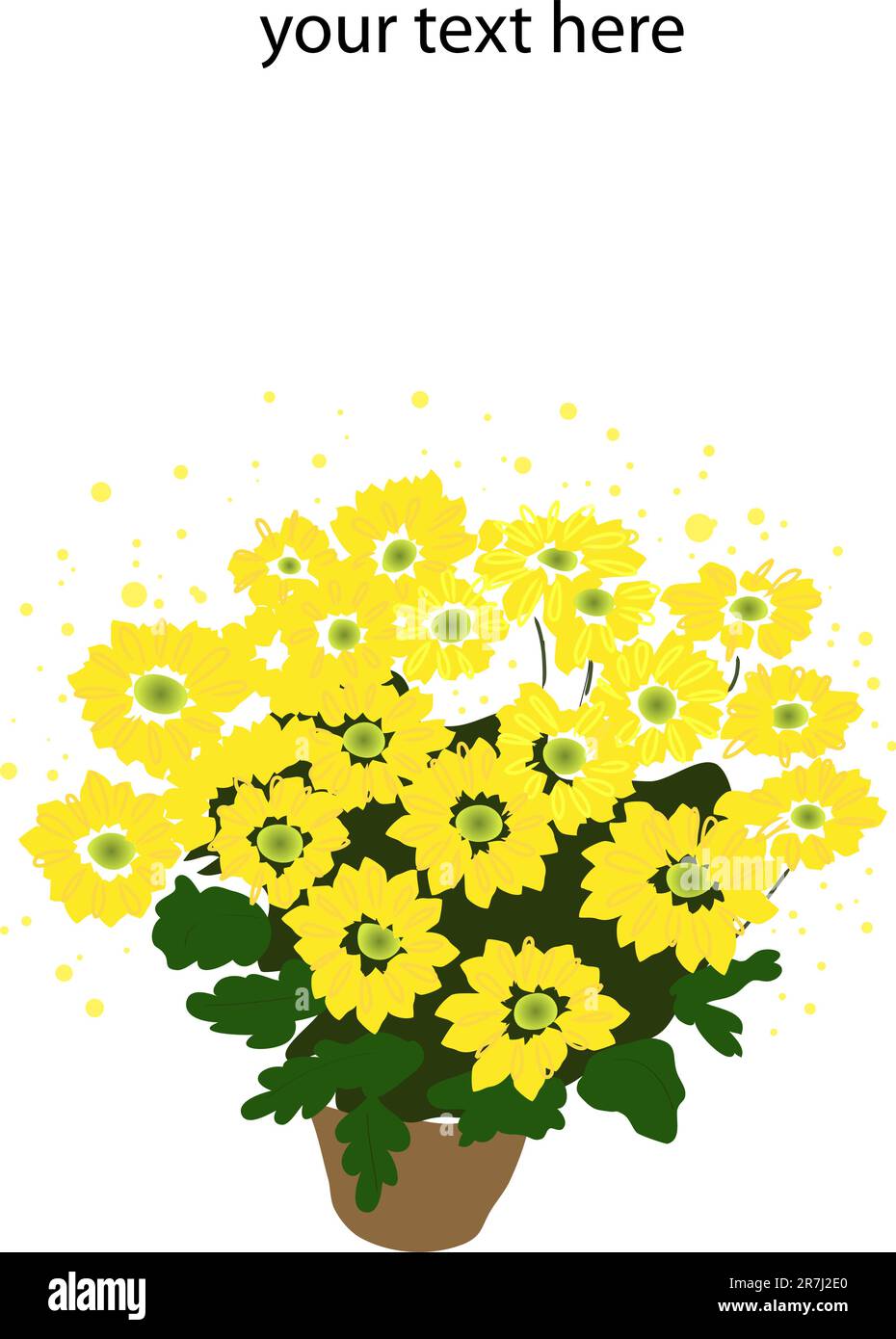 belle fleur jaune aquarelle chrysanthème en pot Illustration de Vecteur