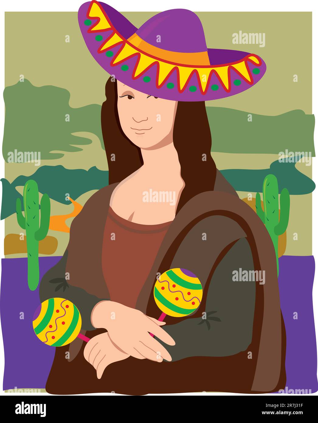 La Joconde vêtu d'un sombrero Illustration de Vecteur