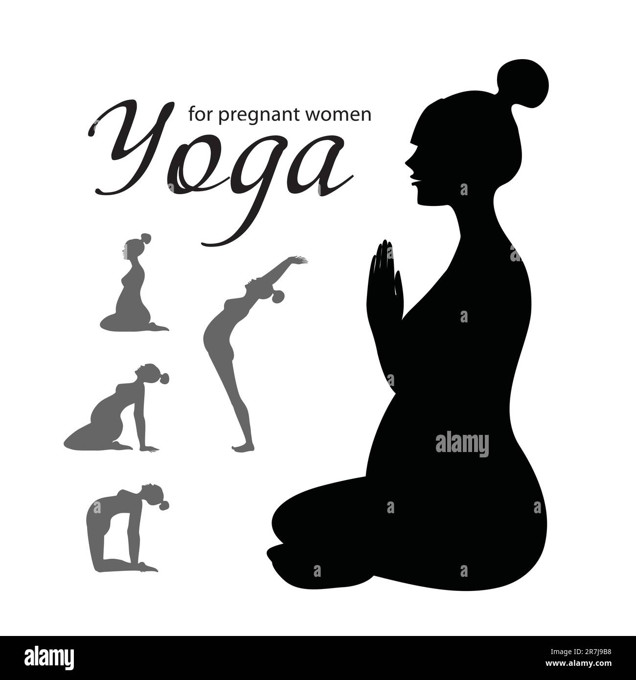 yoga pour les femmes enceintes - un ensemble d'icônes Illustration de Vecteur