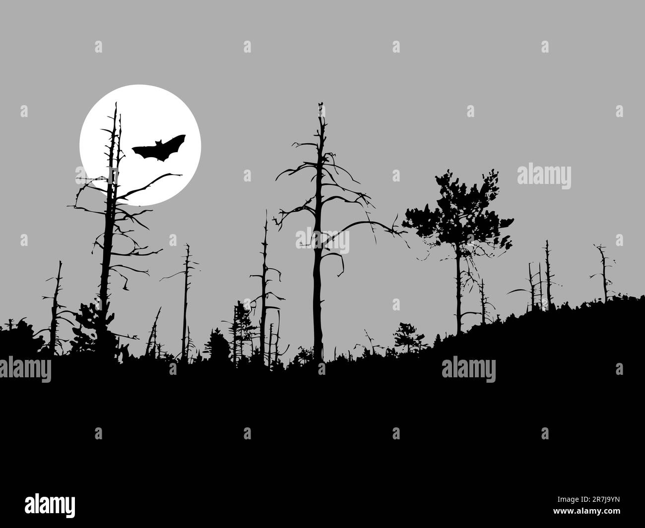 Silhouette vecteur bat sur fond de lune Illustration de Vecteur