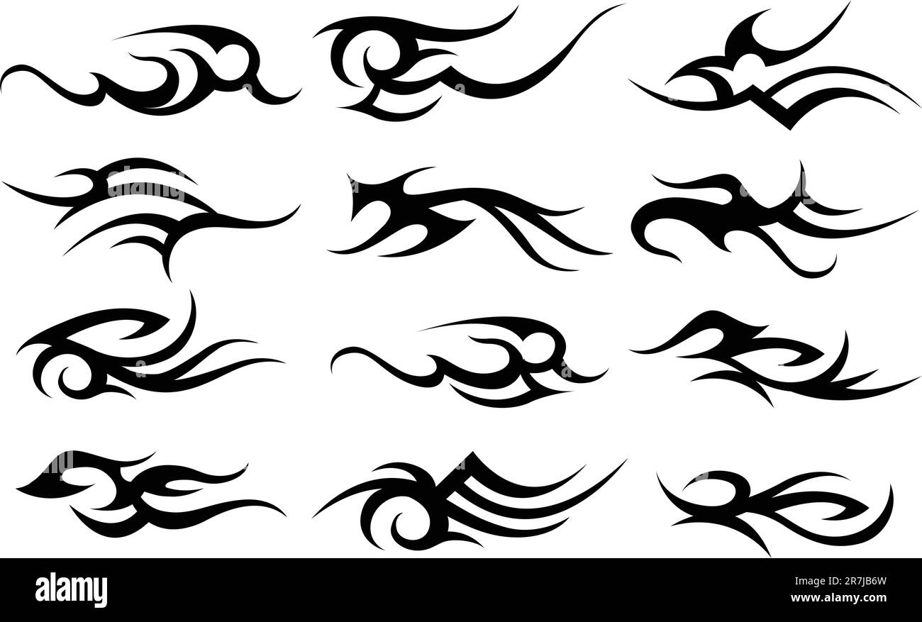 élément de tatouage orné de volutes tribales Illustration de Vecteur