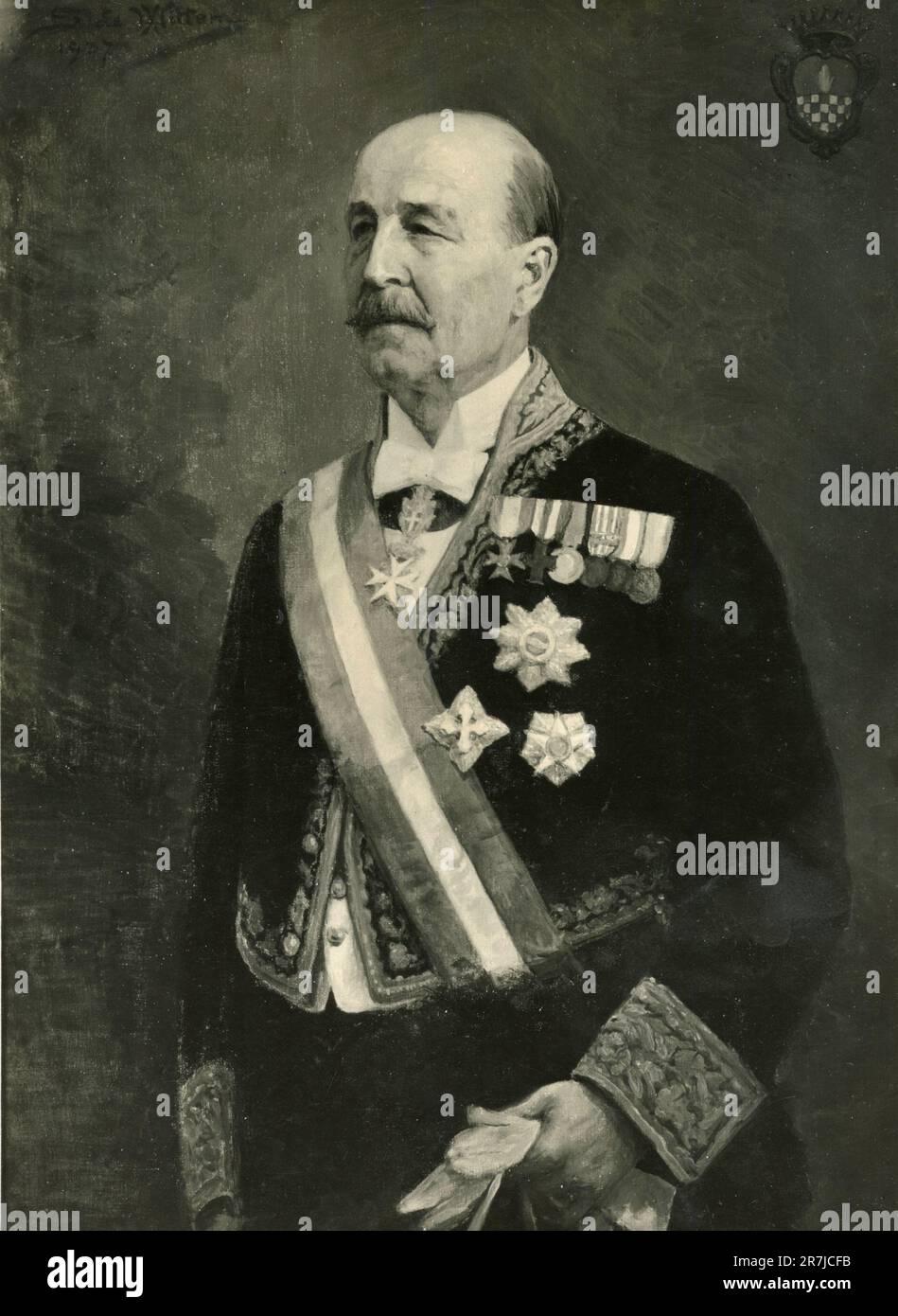 Portrait de l'ambassadeur italien avec l'uniforme diplomatique, peinture, Italie 1900s Banque D'Images