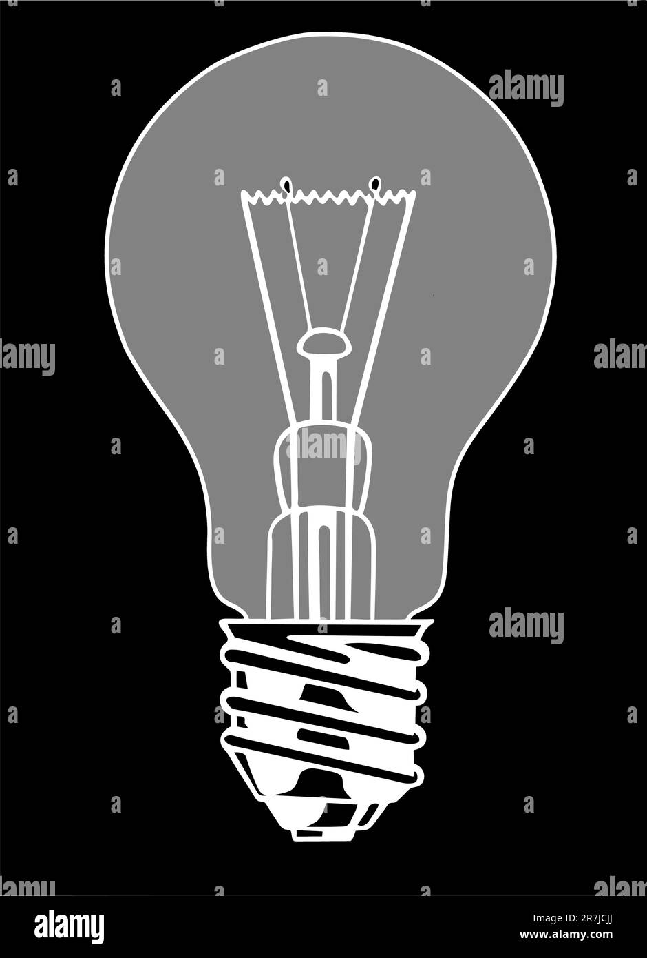 L'ampoule du vecteur sur fond noir Illustration de Vecteur