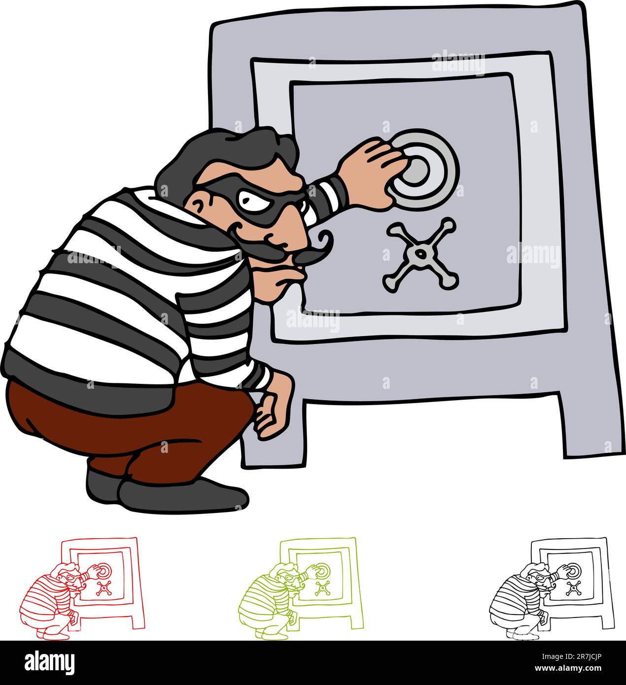 Une image d'un voleur d'essayer d'ouvrir un coffre-fort. Illustration de Vecteur