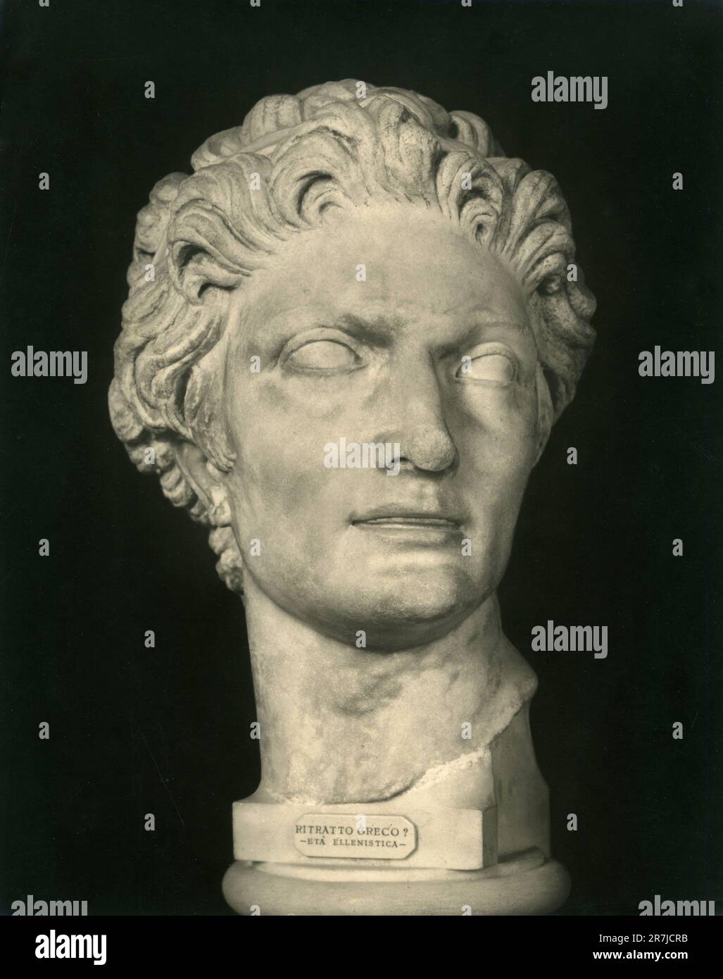 Ancienne tête en marbre d'un homme grec, Italie 1900s Banque D'Images