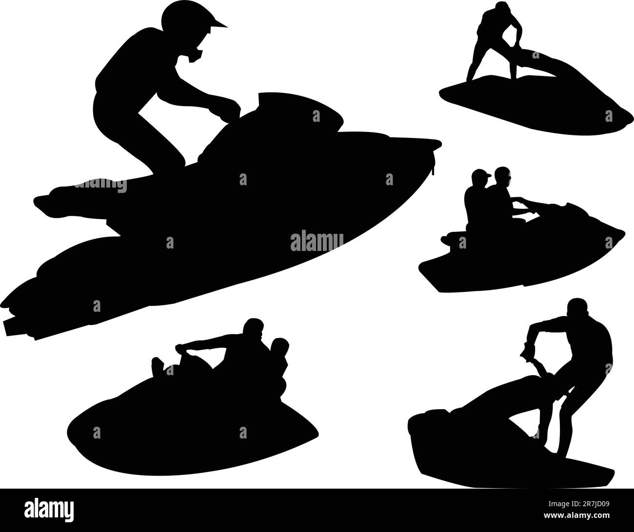 silhouettes de jet ski - vecteur Illustration de Vecteur