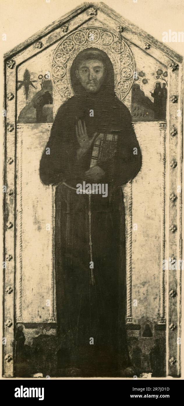 Portrait de Saint François, peinture de l'artiste italien San Giovanni in Trono, Cathédrale d'Orte, Italie 1900s Banque D'Images