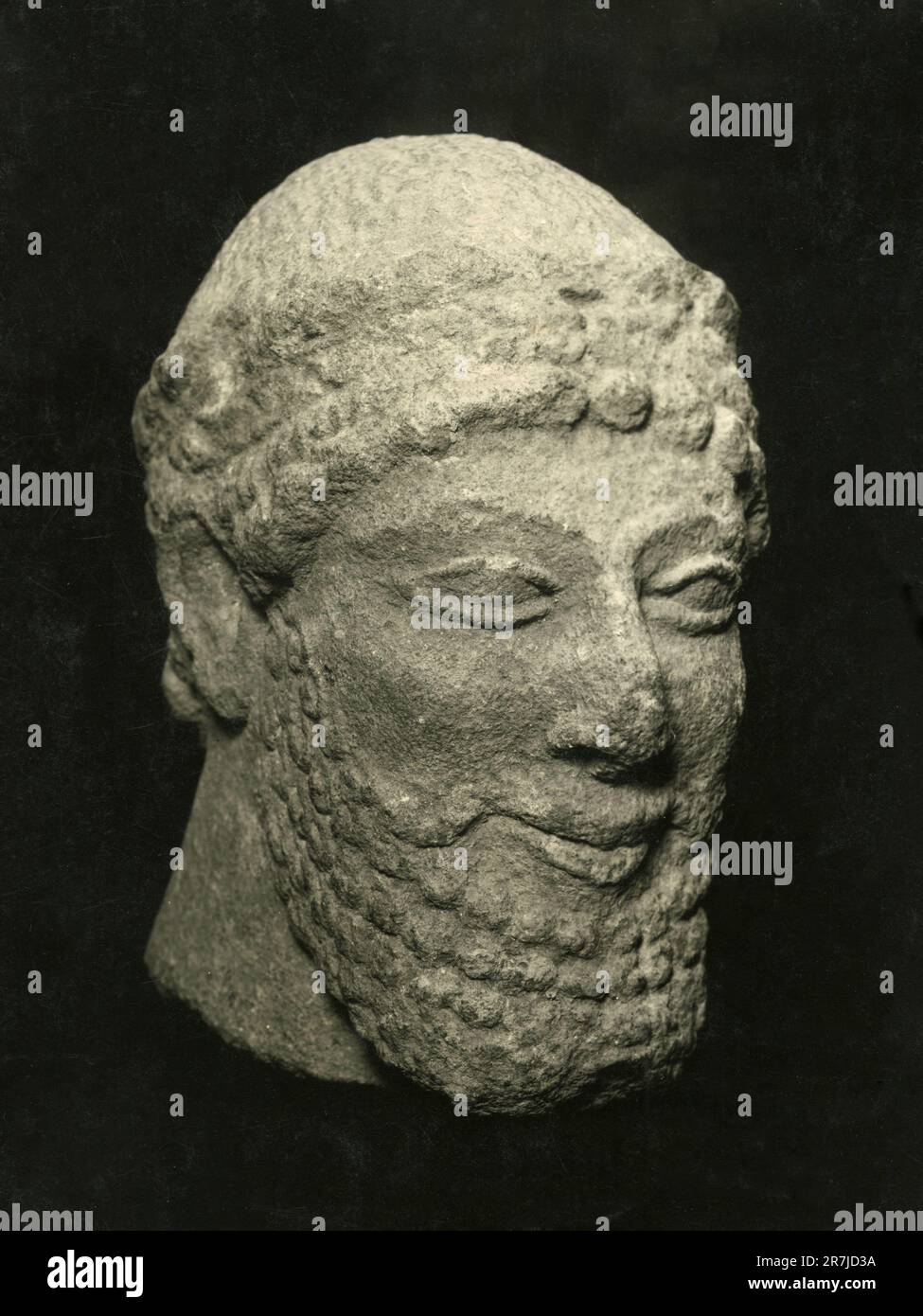 Masque de tête étrusque, ancien chabpur, Italie 1900s Banque D'Images