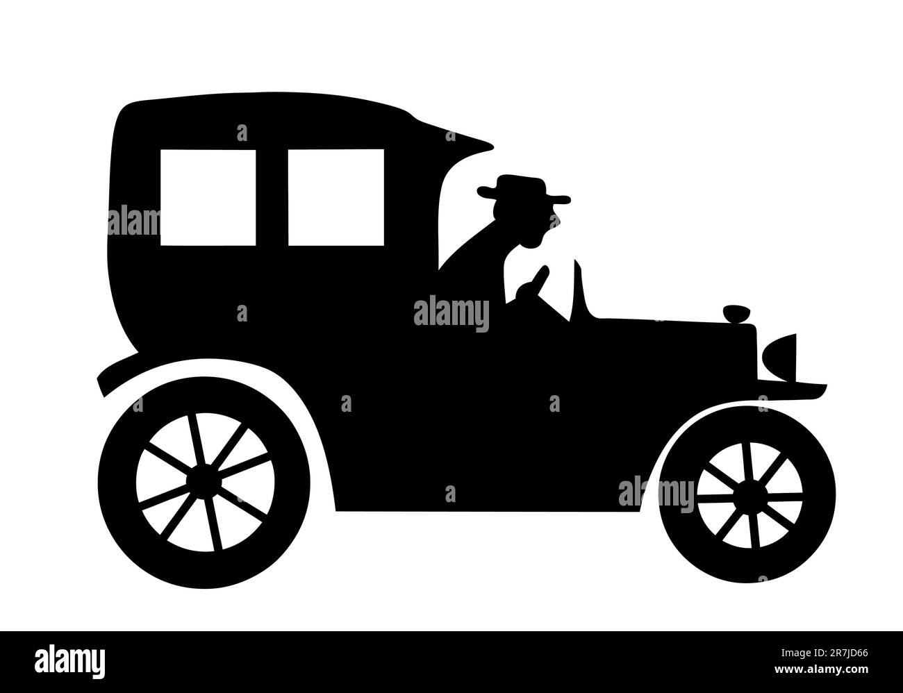Vector silhouette de la voiture de l'ancien temps on white background Illustration de Vecteur