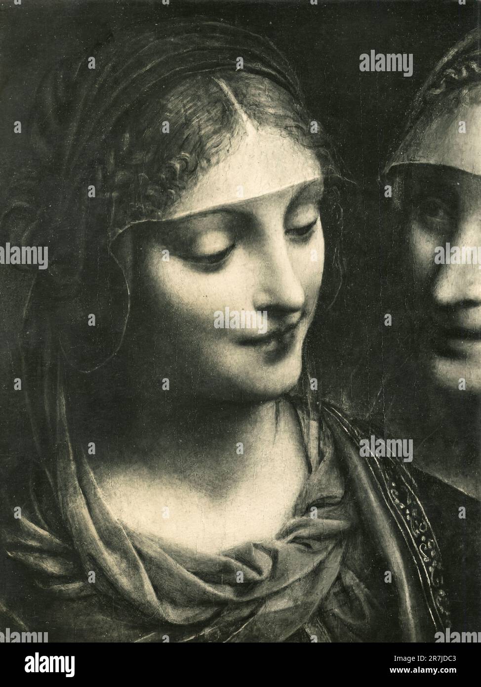 Chef de la Vierge, détail de la peinture Sainte famille, par l'artiste italien Bernardino Luini, Pinacoteca Ambrosiana, Milan, Italie 1900s Banque D'Images