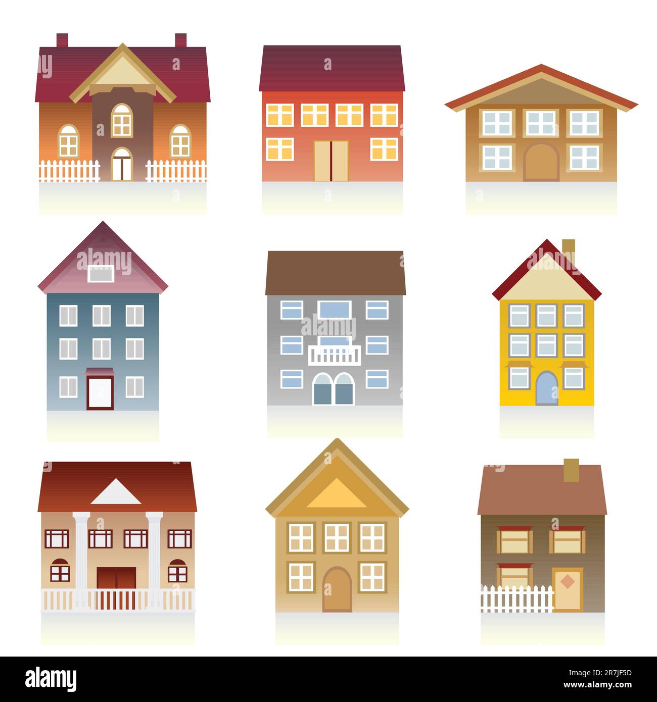 Maisons avec différents styles architecturaux Illustration de Vecteur